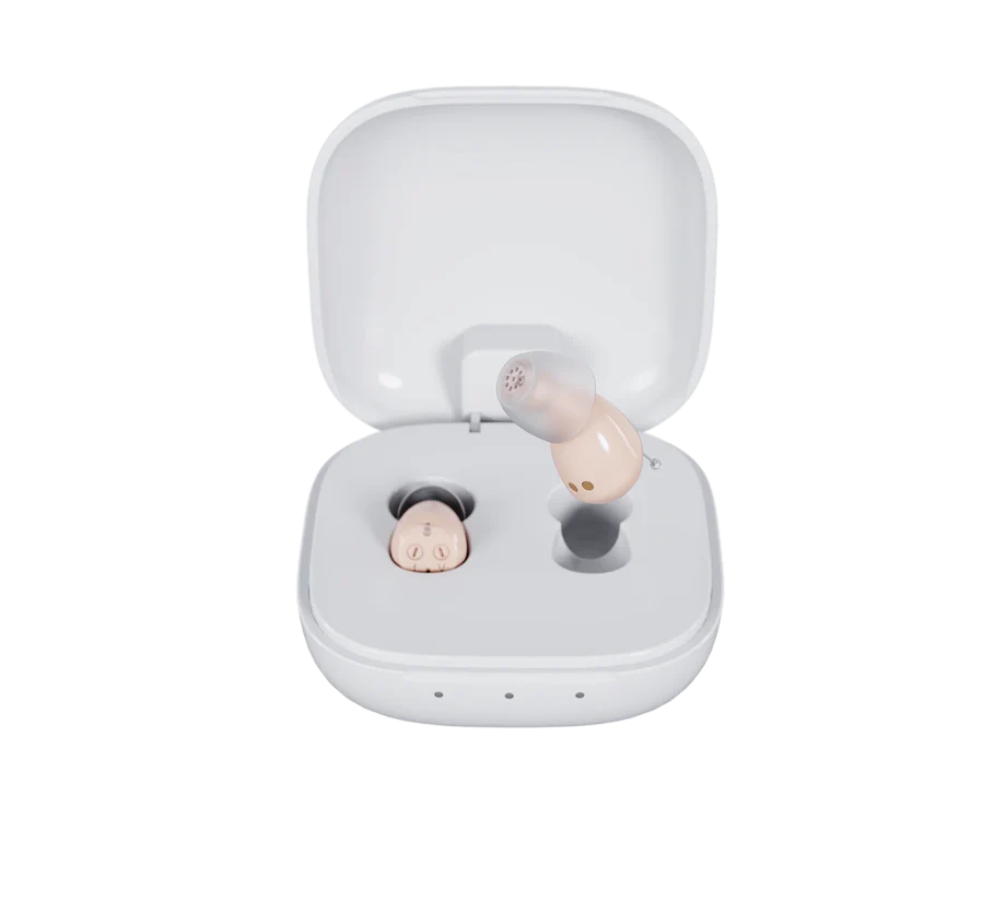 Hearli Hörgerät im offenen Ladeetui